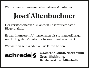 Traueranzeige von Josef Altenbuchner 