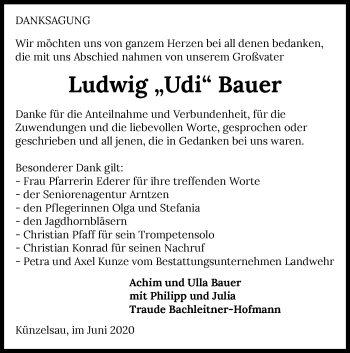 Traueranzeige von Ludwig Bauer 