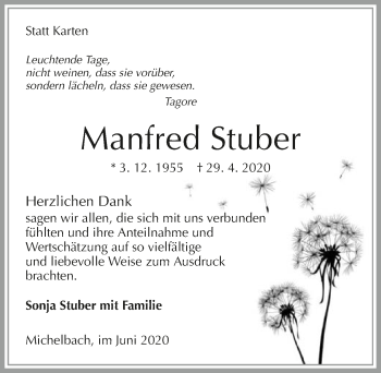 Traueranzeige von Manfred Stuber 