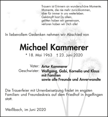 Traueranzeige von Michael Kammerer 