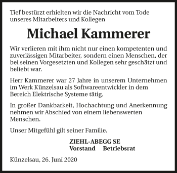 Traueranzeige von Michael Kammerer 