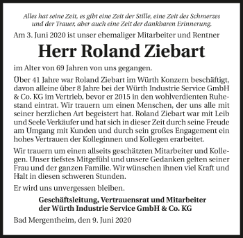 Traueranzeige von Roland Ziebart 