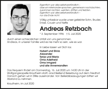 Traueranzeige von Andreas Retzbach von GESAMT
