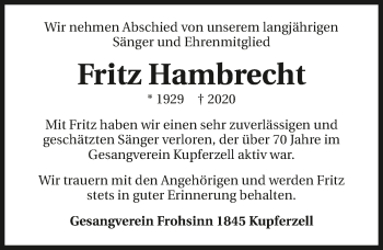 Traueranzeige von Fritz Hambrecht von GESAMT