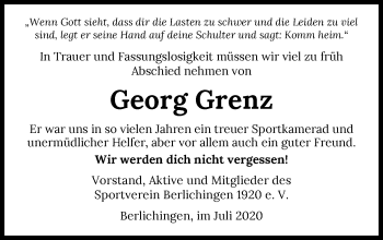 Traueranzeige von Georg Grenz von GESAMT