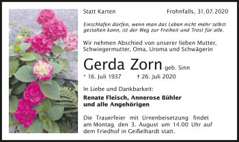 Traueranzeige von Gerda Zorn von GESAMT