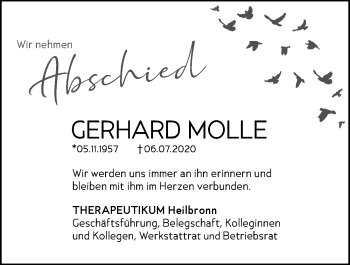 Traueranzeige von Gerhard Molle von GESAMT