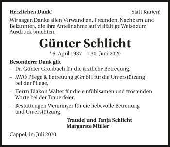 Traueranzeige von Günter Schlicht von GESAMT