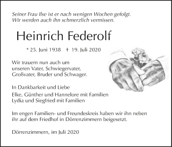 Traueranzeige von Heinrich Federolf von GESAMT