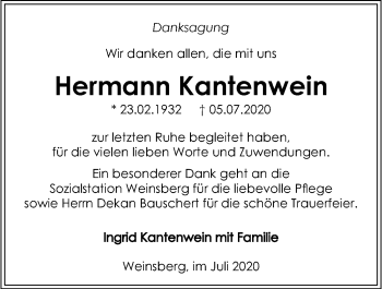 Traueranzeige von Hermann Kantenwein von GESAMT