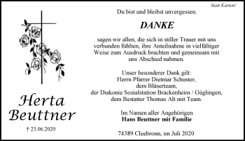 Traueranzeige von Herta Beuttner von GESAMT