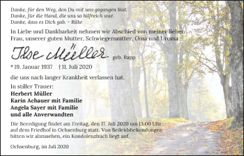 Traueranzeige von Ilse Müller von GESAMT