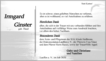 Traueranzeige von Irmgard Ginster von GESAMT