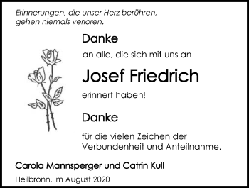 Traueranzeige von Josef Friedrich von GESAMT