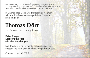 Traueranzeige von Thomas Dörr von GESAMT
