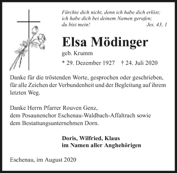 Traueranzeige von Elsa Mödinger von GESAMT