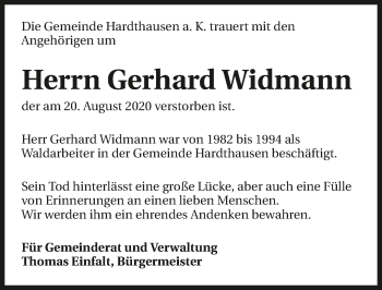 Traueranzeige von Gerhard Widmann von GESAMT