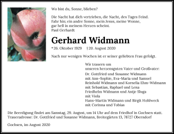 Traueranzeige von Gerhard Widmann von GESAMT