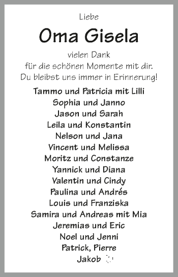 Traueranzeige von Gisela Neuberg von GESAMT