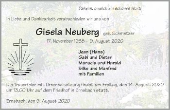 Traueranzeige von Gisela Neuberg von GESAMT