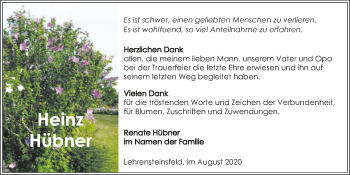 Traueranzeige von Heinz Hübner von GESAMT