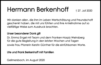 Traueranzeige von Hermann Berkenhoff von GESAMT