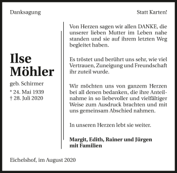 Traueranzeige von Ilse Möhler von GESAMT