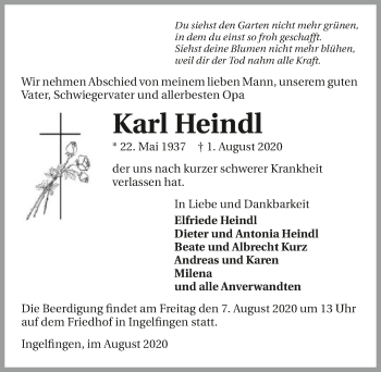 Traueranzeige von Karl Heindl von GESAMT