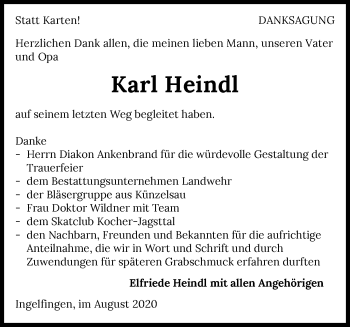 Traueranzeige von Karl Heindl von GESAMT