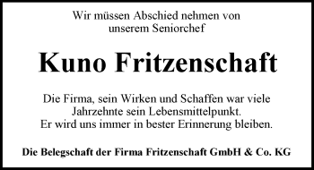 Traueranzeige von Kuno Fritzenschaft von GESAMT