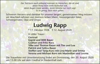 Traueranzeige von Ludwig Rapp von GESAMT