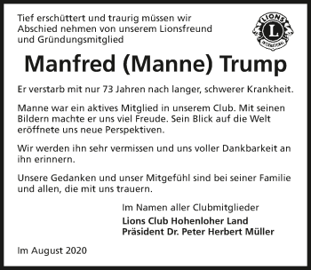 Traueranzeige von Manfred Trump von GESAMT