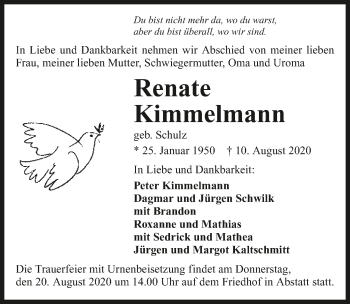 Traueranzeige von Renate Kimmelmann von GESAMT
