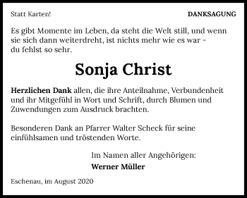 Traueranzeige von Sonja Christ von GESAMT
