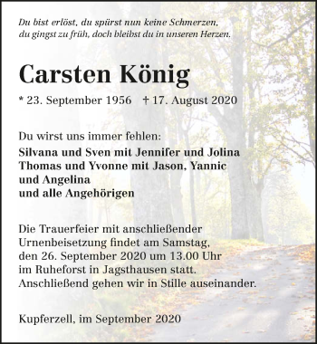 Traueranzeige von Carsten König von GESAMT
