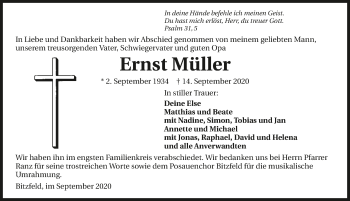 Traueranzeige von Ernst Müller von GESAMT