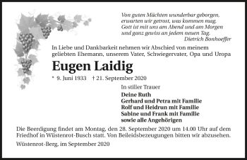 Traueranzeige von Eugen Laidig von GESAMT