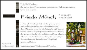 Traueranzeige von Frieda Mönch von GESAMT