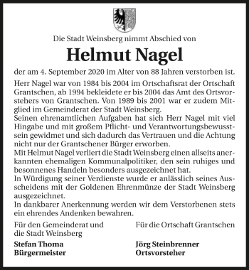 Traueranzeige von Helmut Nagel von GESAMT