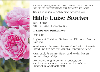 Traueranzeige von Hilde Luise Stocker von GESAMT