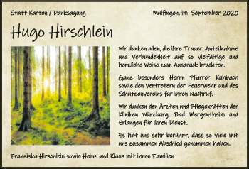 Traueranzeige von Hugo Hirschlein von GESAMT