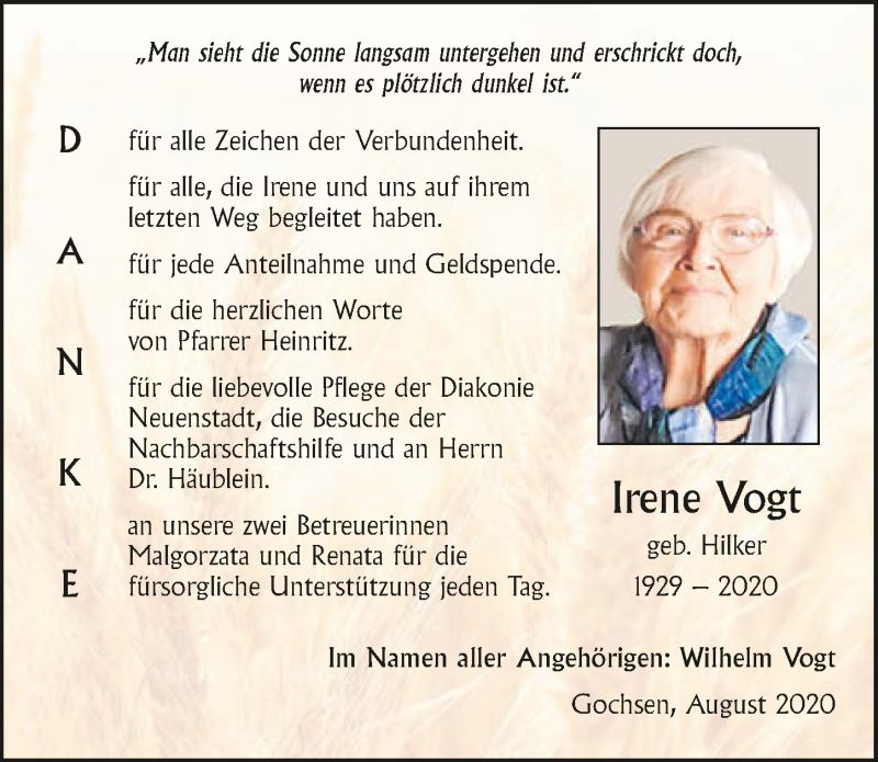  Traueranzeige für Ingrid Vogt vom 04.09.2020 aus GESAMT