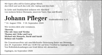 Traueranzeige von Johann Pfleger von GESAMT
