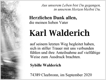 Traueranzeige von Karl Walderich von GESAMT