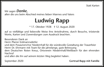 Traueranzeige von Ludwig Rapp von GESAMT