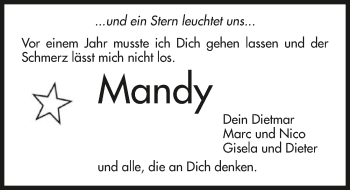 Traueranzeige von Mandy  von GESAMT