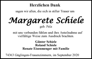 Traueranzeige von Margarete Schiele von GESAMT