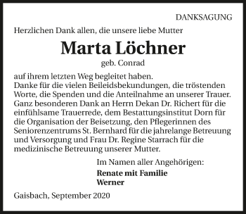 Traueranzeige von Marta Löchner von GESAMT