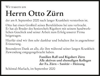 Traueranzeige von Otto Zürn von GESAMT