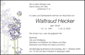Traueranzeige von Waltraud Hecker von GESAMT